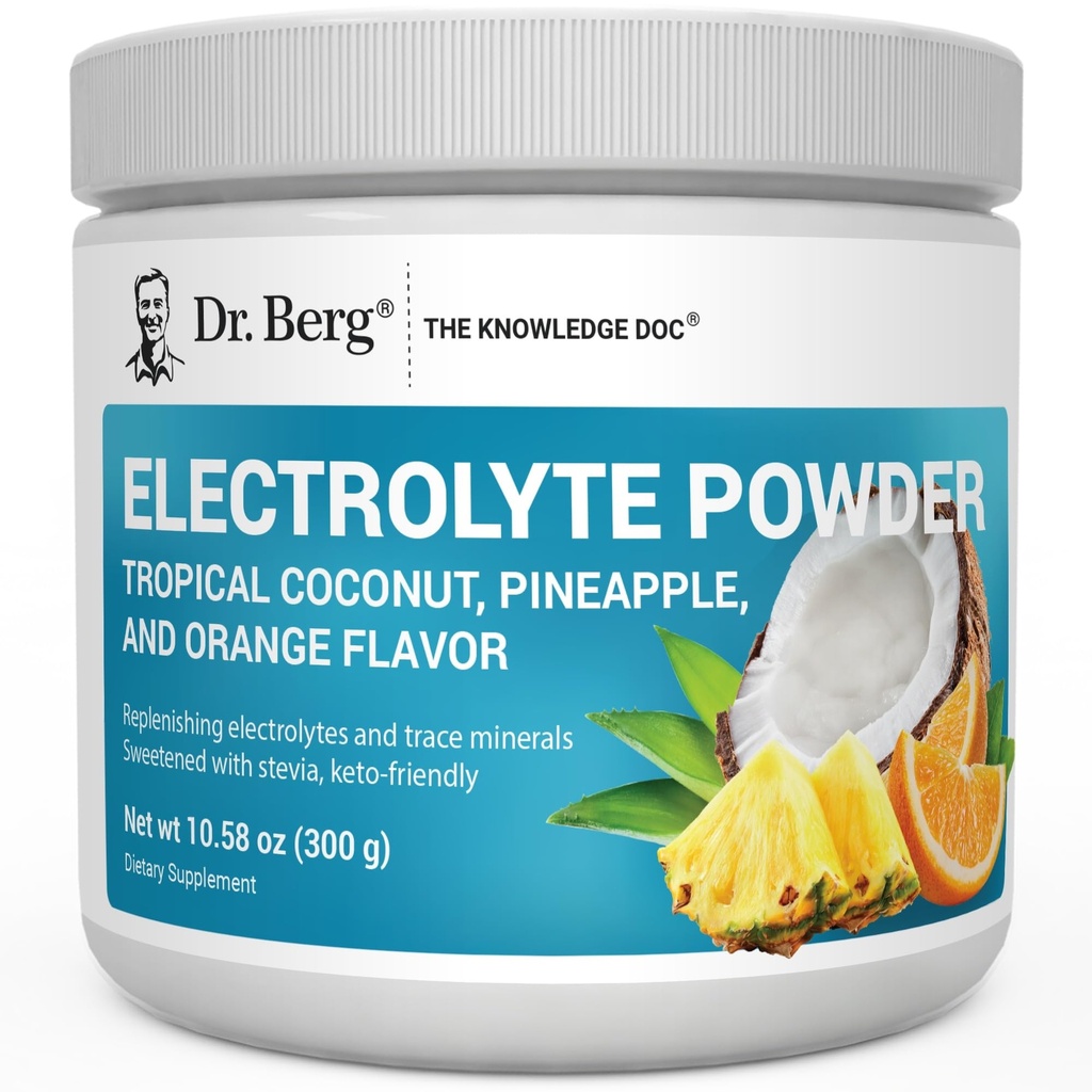 Tri Berg Zero Sugar Hydration Keto Electrolyte Powder - Enhanced w/ 1000 mg kaliumia ja aitoa vaaleanpunaista Himalajan suolaa (NOT pöytäsuola) - Trooppinen kookos, ananas- ja appelsiinijuoma täydentää 50 tarjoilua