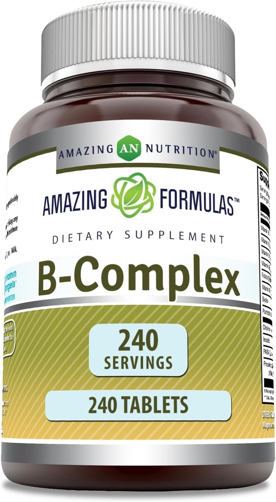 Fantastiska formler Vitamin B-komplex med 11 viktiga näringsämnen | Tabletter Supplement | Vitamin B1, B2, B3, B6, B12, Folic Acid, Biotin, Choline, Inositol, PABA (240 greve)