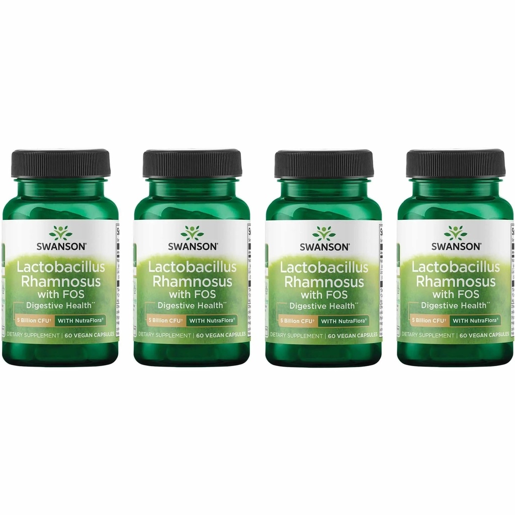 Swanson Lactobacillus Rhamnosus FOS - Probiootti täydentää tukee Ruoansulatus - 5 miljardia PMY - edistää GI Tract Health aikana matkustaa - (60 kasviksia Caps) Pack