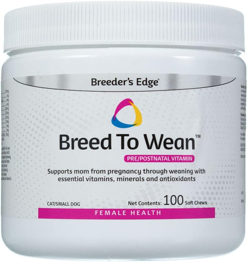 Breeder's Edge Breed to Wean, Prenatal och Postnatal Multivitamin för hundar och katter, stöder gravida och omvårdnadsmammor, tillägg ger antioxidanter, vitaminer och mineraler (100ct Small Dog & Cat)