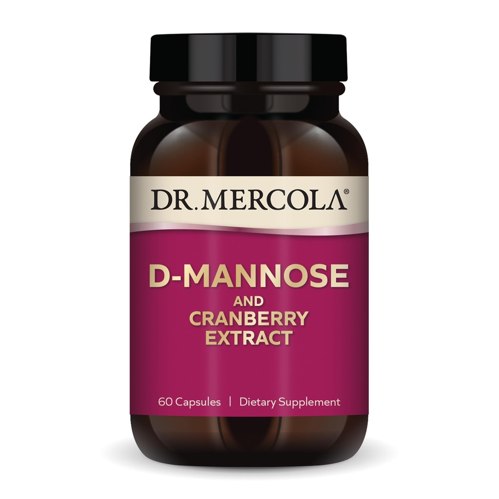 Dr. Mercola D-Mannose and Cranberry Extract, 30 tarjoilua (60 kapselia), ravintolisä, tukee virtsatieterveys, ei-GMO