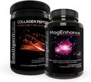 Intelligent Labs 2-in-1 Bundle of MagEnhance Supplement (High Imeytyminen Kelated Magnesium Complex) ja Collagen Peptides Powder (Unmaustamaton Organic Hydrolysed tyyppi 1 & 3 Collagen Protein Powder)