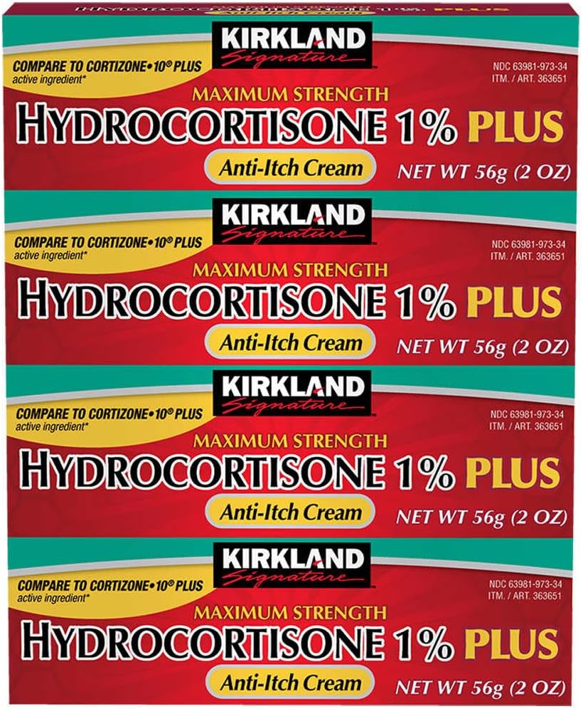 Kirkland Signature Maximum Strength Hydrokortisoni Cream 1% Aloe, 2-unssi (pakkaus 4)