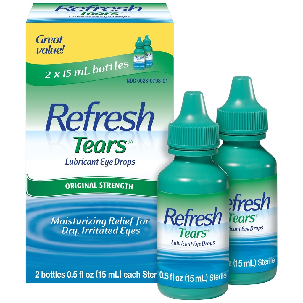 Refresh Tears, Lubricant Eye Drops, 2 flaskor .5 fl oz (15 ml)