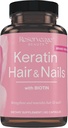 Varaus Keratin Hair Booster Biotin - Keratin täydentää Biotin & Resveratrol - Tukee hiusten kasvua ja kynsien terveys - 60 kapselia