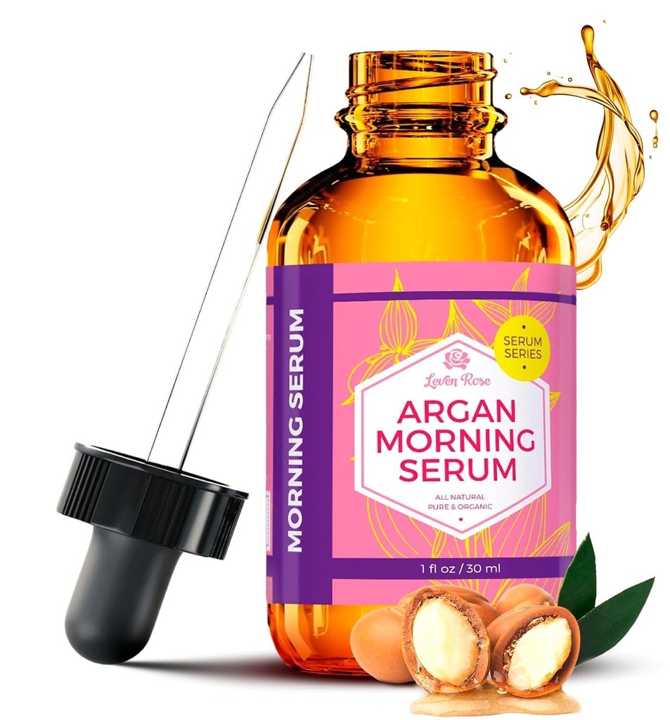 Leven Rose Marokon Argan Oil Face Serum 1 oz - 100% Organic Hydrating Oil for Women - Anti-aging luonnollinen seerumi ryppyjä