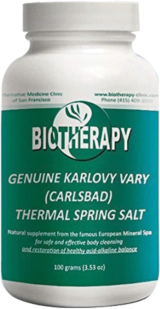Bioterapi Genuine Karlovy Vary Healing Mineral Water Thermal Spring Salt - Natural Mineral Supplement Body Cleanser - Support Immune System & Restore Acid-Alkaline Balance - 100 Gram (3.53oz)