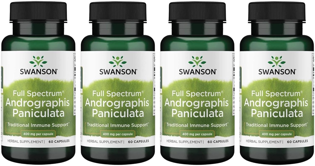 Swanson Full Spectrum Andrographis Paniculata 400 Milligrammaa 60 kapselia (4 pakkaus)