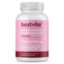 BESTVITE Acetyl L-Carnitine 500mg & Alpha Lipoic Acid 200mg per kapsel med Biotin (120 Vegetariska kapslar) - Inga Stearates - Vegan - Non GMO - Gluten Free