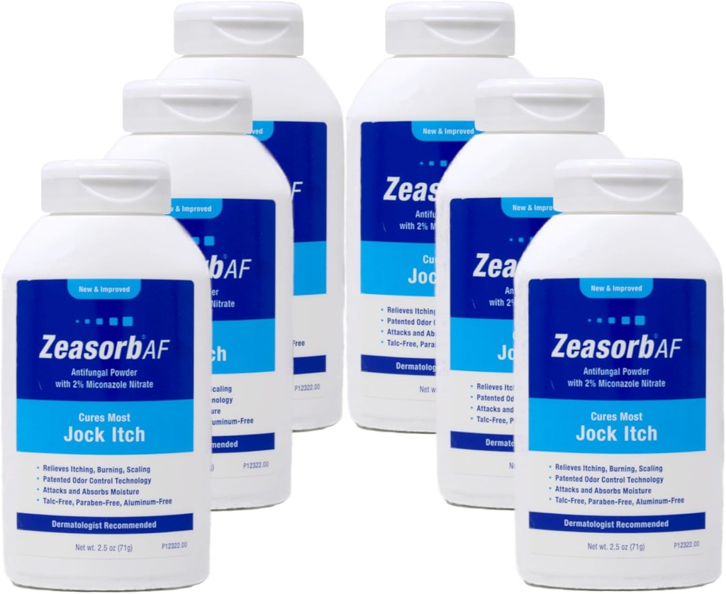 Zeasorb Sienilääkehoito Powder, Jock Itch - 2,5 oz, 6 kpl pakkaus