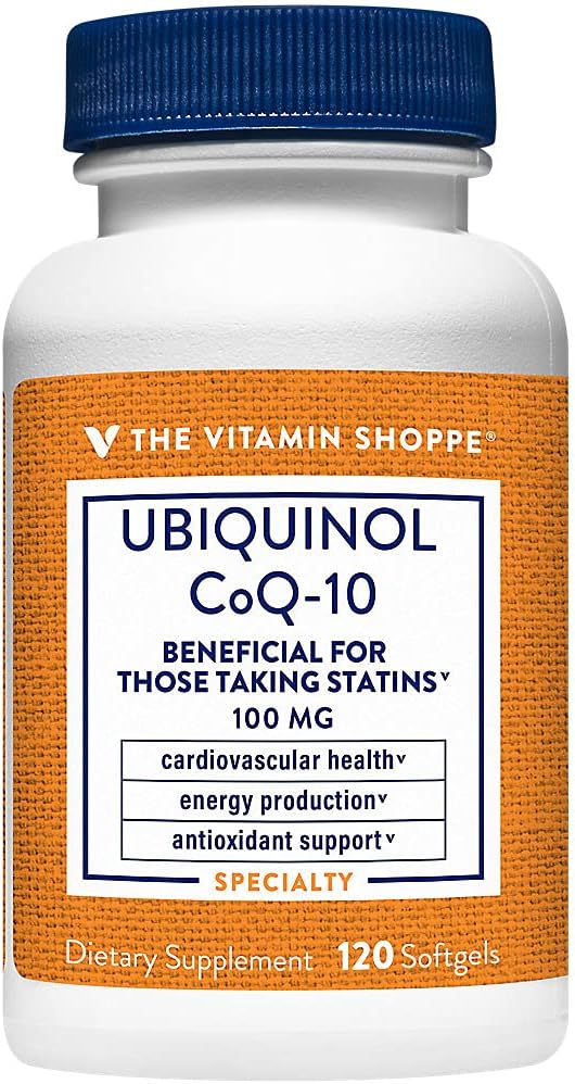Vitamiini shoppe Ubiquinol CoQ-10 100mg - edullinen niille, jotka ottavat statiinit ... tukee sydän- ja soluterveyden ja terveen energian tuotanto, Essential Antioxidantti kerran päivässä (120 Softgels)