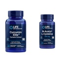 Life Extension Curcumin Elite Turmeric Extract & N-asetyyli-L-kysteiini (NAC), Immuuni, hengityselimet, maksan terveys, NAC 600 mg, Potent antioksidantti tuki, vapaaradikaaleja, helppo absorboida, 60 kapselia