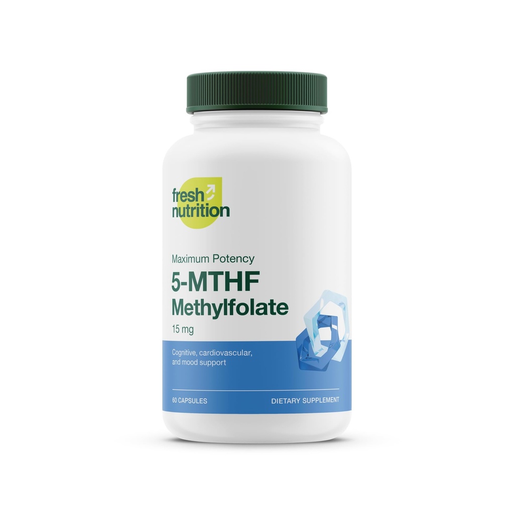 L Methylfolate 15mg - Maximum Potency - Aktiivinen B9-vitamiinin ylivertainen biologinen hyötyosuus - 5-MTHF Methyl Folate for Mood, Kognition, Immuniteetti, Kardiovaskulaarinen, neurologinen, Lisääntymisterveys - 60 kapselia