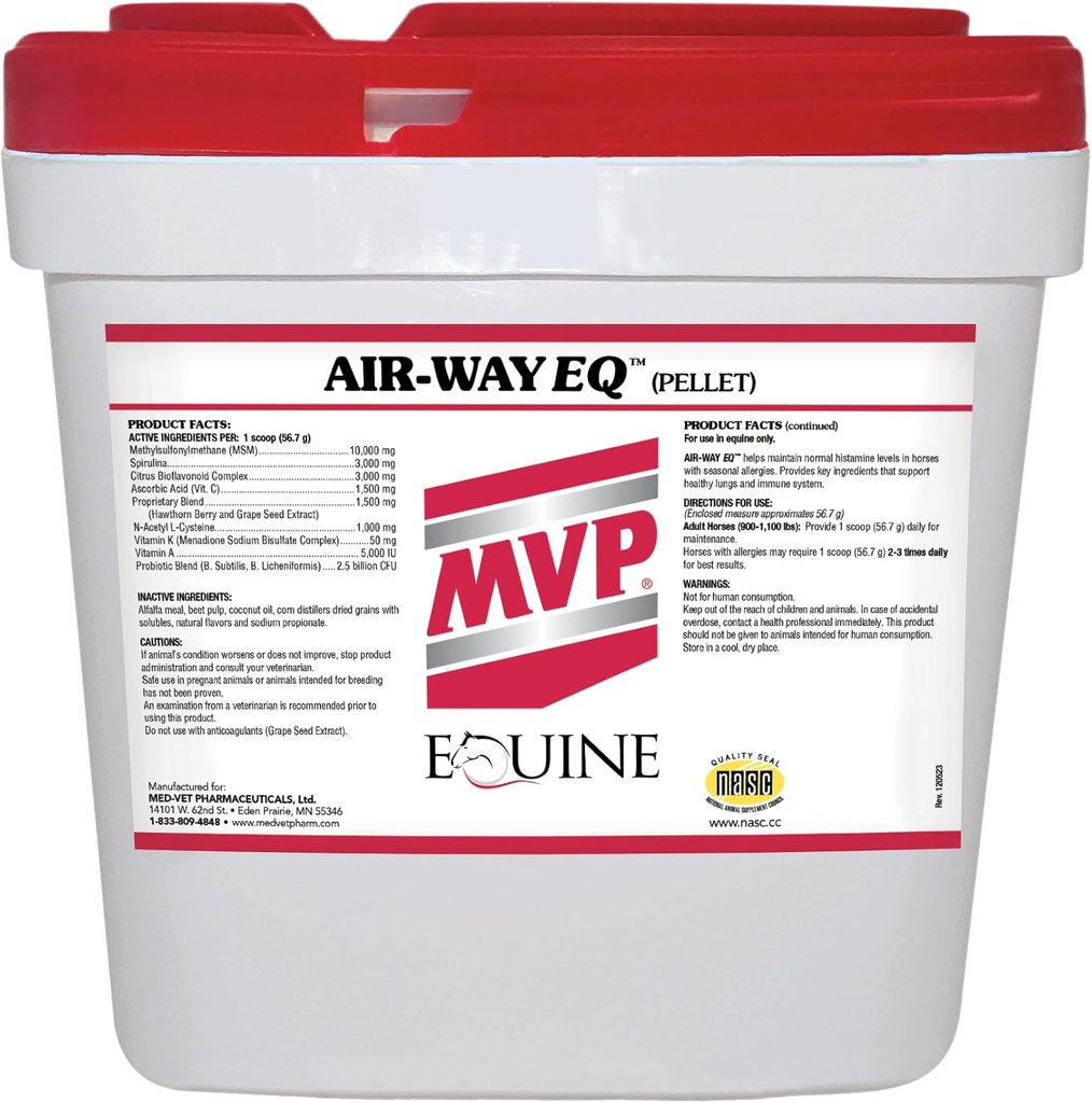 Air-Way EQ (20lb) tukee tervettä keuhkotoimintaa ja kausittaista allergiatukea hevosissa