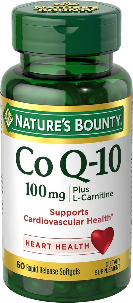 Nature's Bounty CoQ10, tukee sydänterveyttä, 100mg Plus L-karnitiini, 60 Softgels