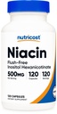 Nutricost Niacin (Flush-Free) Inositoli Heksanikotiiniaatti 500 mg, 120 kapselia, B3-vitamiini