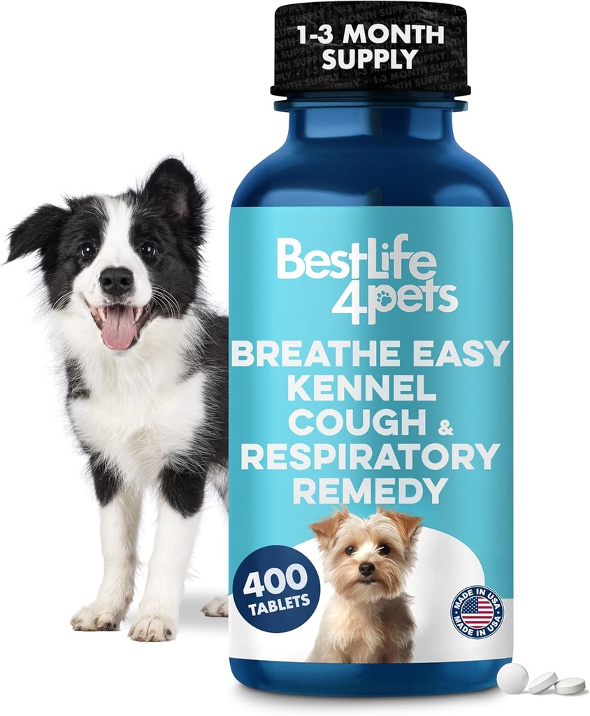 Breathe Easy Natural Cough Relief koirille - Hellävarainen Senior koira hengitys, ahtautuminen ja aivastelu Relief Plus trachea ja Airway tuki Brachycephalic Koirat Varmistaa Rauhoittava kävely & lepounen