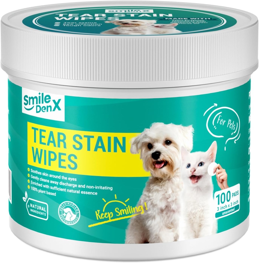 Hund Eye Wipes, Gentle Eye Wipes för hundar och katter, Pet Eye Cleaner Wash Removes Discharge, Crust, Debris och Gunk (100, Unscent)