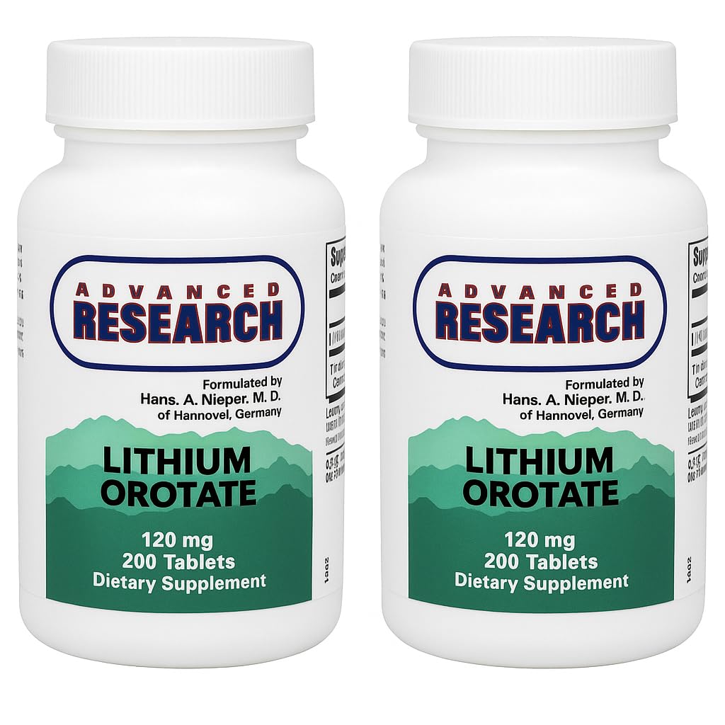 Ravinteiden kantajat Advance Research Litium Orotate 120 Mg 200 tablettia(Pakki 2)