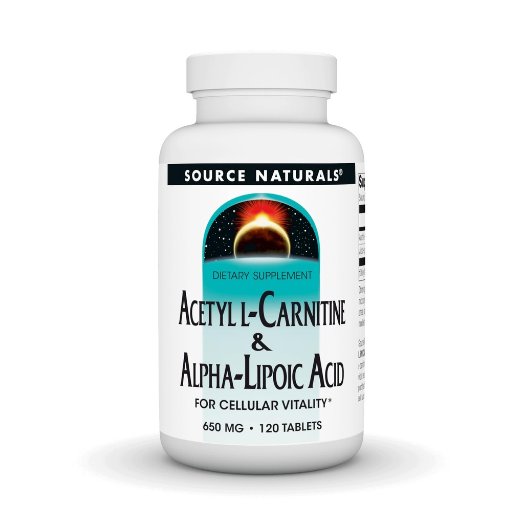 Source Naturals Acetyl L-karnitiini & Alfa-lipoiinihappo 650mg - 120 tablettia