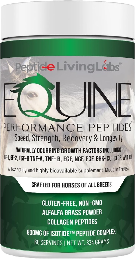 Equine Performance Peptides Horse Peptide, Organic Horse Supplement, Hoof Joint & Muscle Support, Viktökning för hästar, 60 portioner