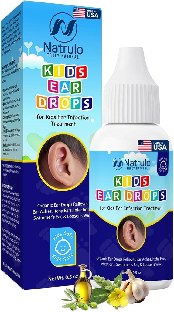 Natrulo Natural Ear Drops for Kids Ear Infektion hoito Organic Children Ear Oil Drops Relieves Ear Aches, kutisevat korvat, infektiot, uimarin korva, & Loosens Wax ...