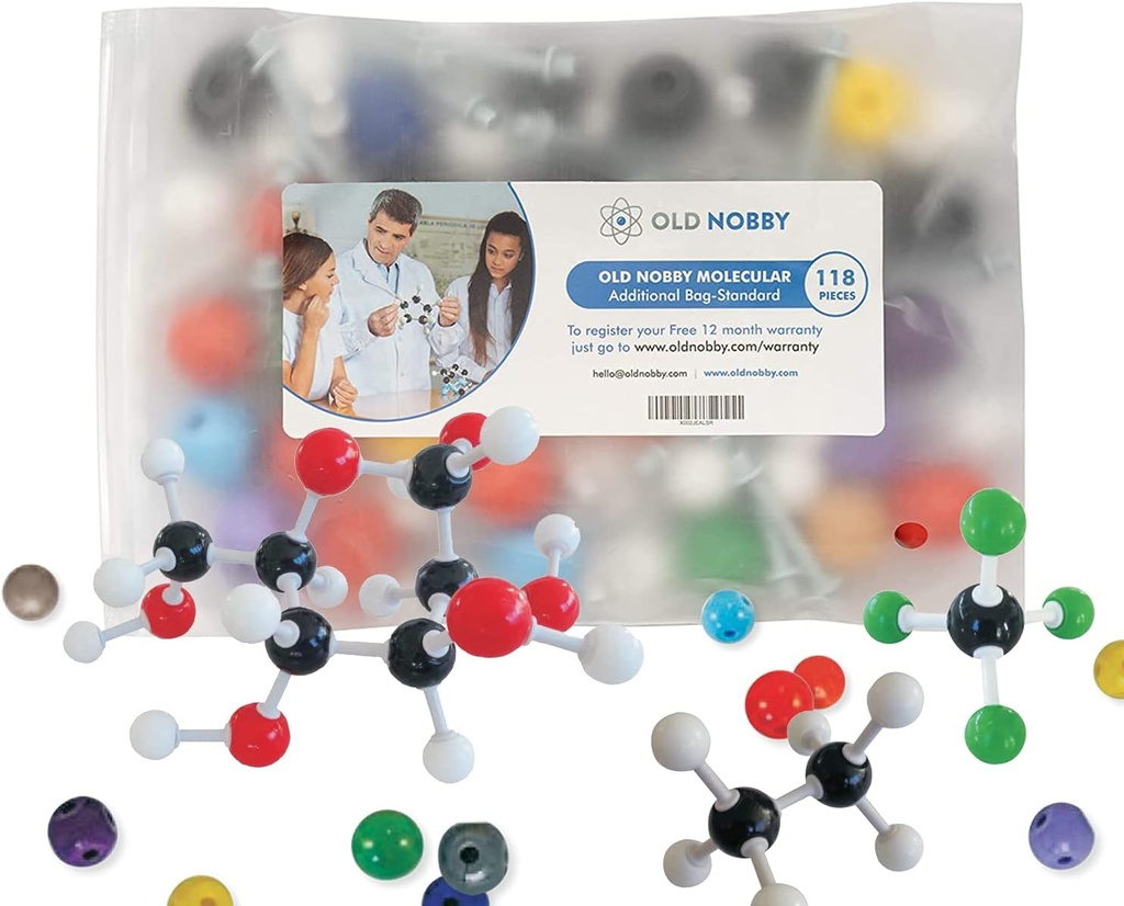 Vanha Nobby 118-Piece Täydentävä kemia Molecular Model Kit - Rakenna 3D rakenteet opiskelua, opetusta ja laboratorion käyttöä varten - kestävät atomit ja siteet, helppo kokoaminen kannettavalla säilytys tapauksessa