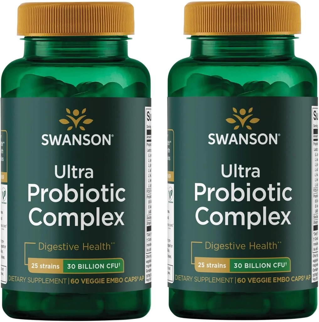 Swanson Ultra Probiootti Complex 30 miljardia Cfu 60 Veg kapselit (2 pakkaus)