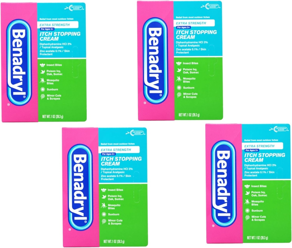 Benadryl kutina lopettaa Cream Extra vahvuus 1 oz (pakkaus 4)