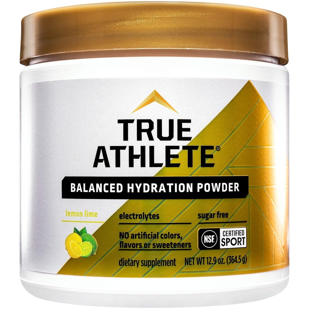 True Athlete Balanced Hydration Powder, Lemon Lime Flavor, främjar Hydration före träning, lätt att blanda, NSF Certified for Sport (12.86 Ounces Powder)