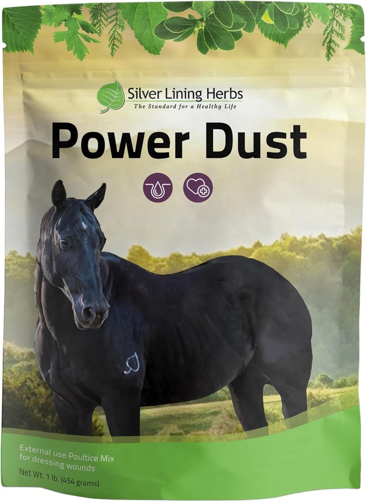 Silver Lining Yrtit 16 Power Pöly - Herbal Horse Ensiapu Powder tai Poultice Mix - Luonnollinen Yrtit hevosille - Hevosen hoito ja hoito - Luonnollinen Hevosen ensiapu - 1 kg Bag
