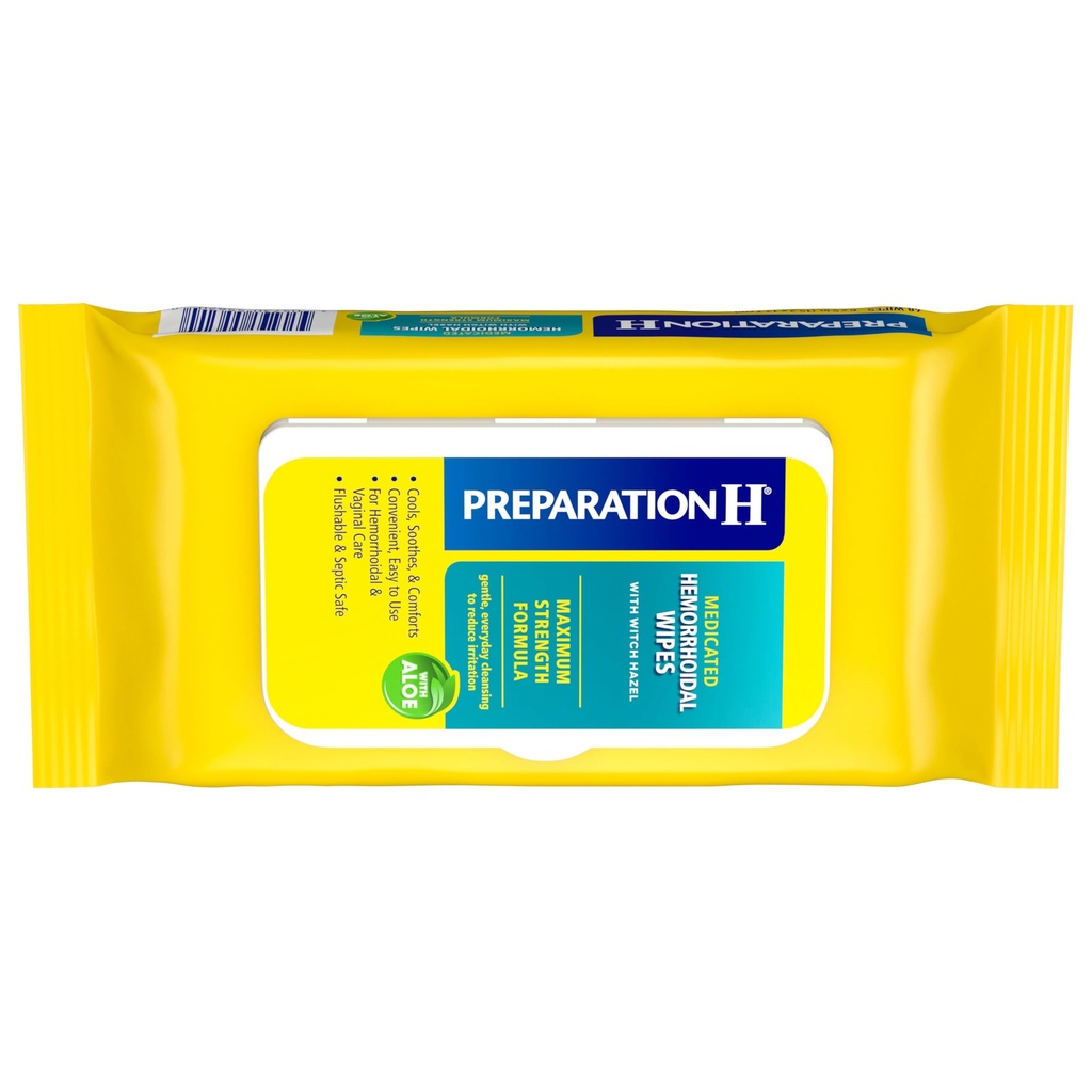Valmistautuminen H peräpukamat Flushable pyyhkeet Witch Hazel ihon ärsytystä helpotusta - 48