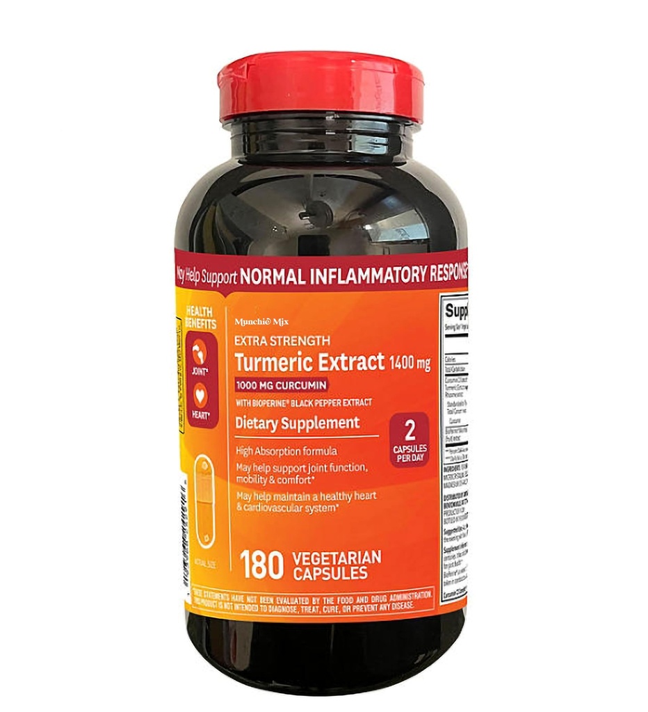 Vahvuus Turmeric Extract Kasvissyöjäkapselit (1400 mg., 180 t.)