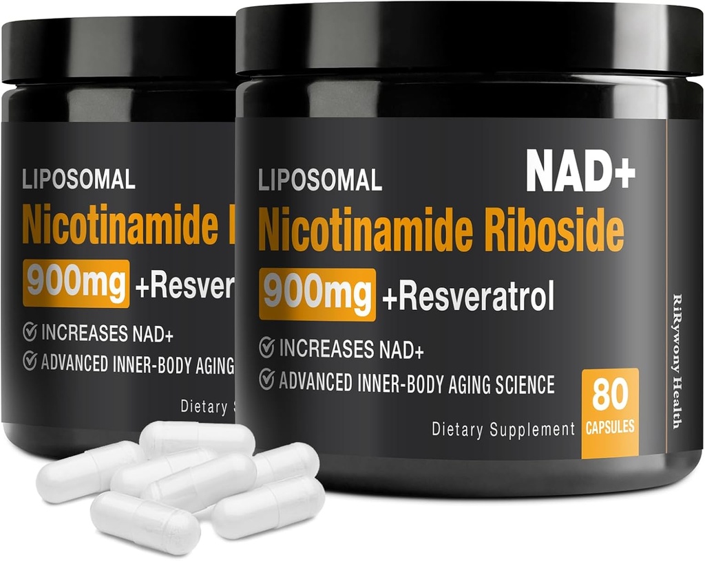 NAD-lisäaine - NAD+, jossa on Nikotinamidi Ribosidi (NR) ja Resveratrol Quercetin 900 mg Pure Organic NAD Plus Cellular Repair Healthy Aging Brain Function (2 Pack)