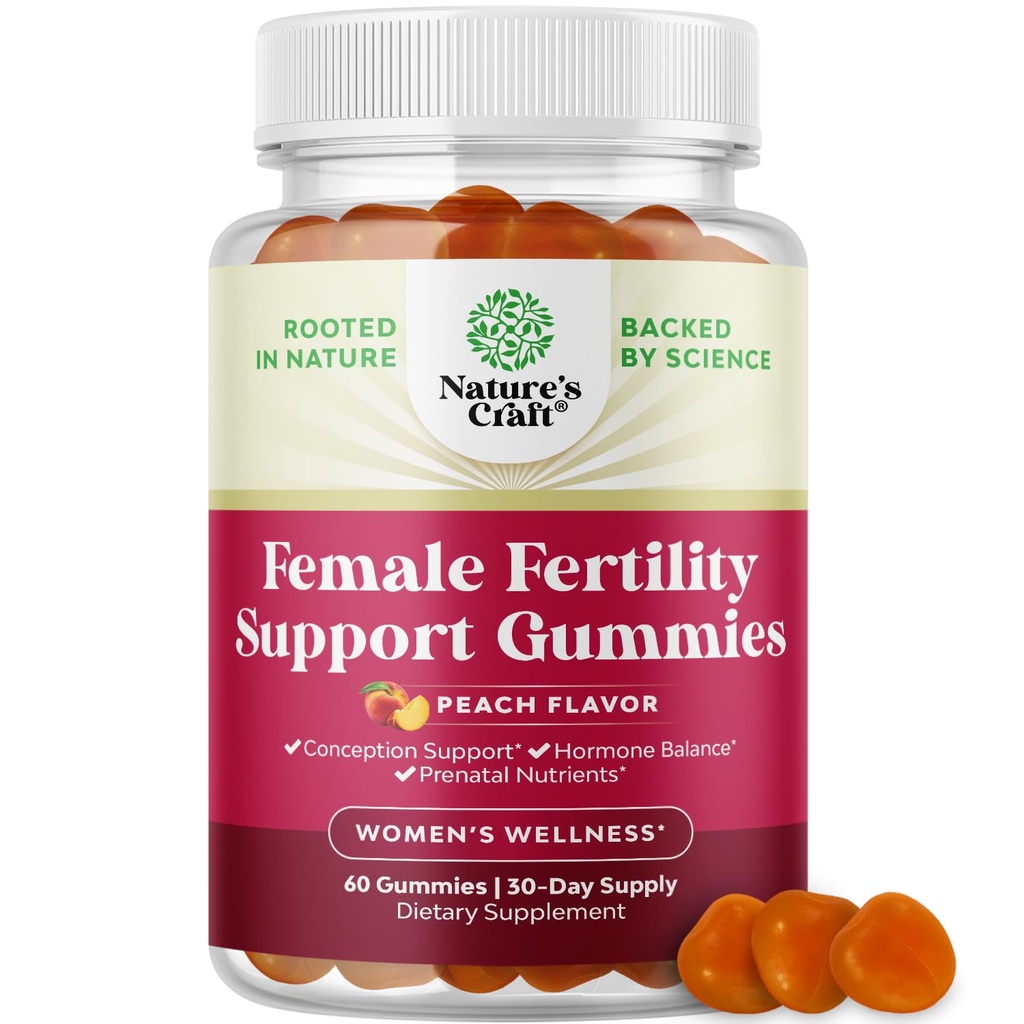 Hedelmällisyys Gummies naisille Yritetään Conceive - Nami namia hedelmällisyys täydentää naisille Myo-Inositol Folic Acid & Vitex Chasteberry - Vegaani non-GMO & Gluteeniton - Juicy Peach (30 tarjoilua)