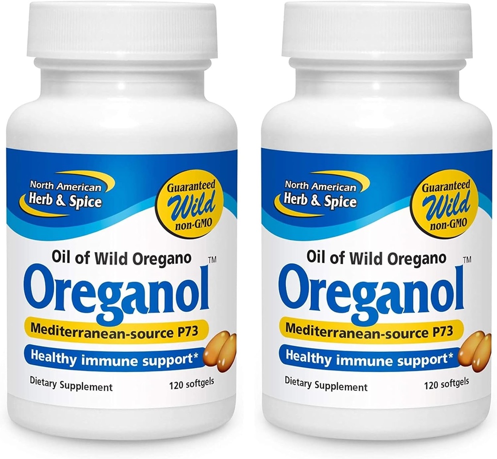 POHJOINEN AMERICAN HERB & SPICE Oreganol P73 - pakkaus 2, 120 Softgels - Käsittelemätön, Vegaani-ystävällinen Wild Oregano - Välimeren lähde - ei-GMO - 240 Yhteensä
