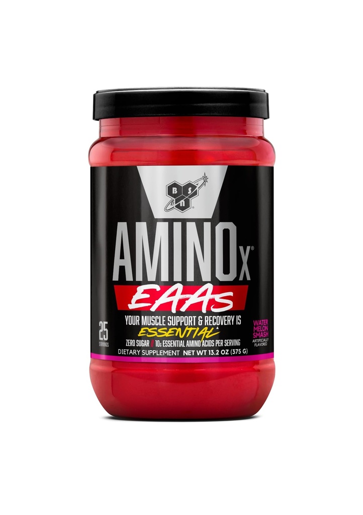 BSN Amino X EAA, lihasten Recovery & Endurance, 10g EssentialAmino Acids, 5g BCAAs, Zero Sugar, Kofeiiniton, Watermelon Splash, 13,2oz, 25 Tarjoilut