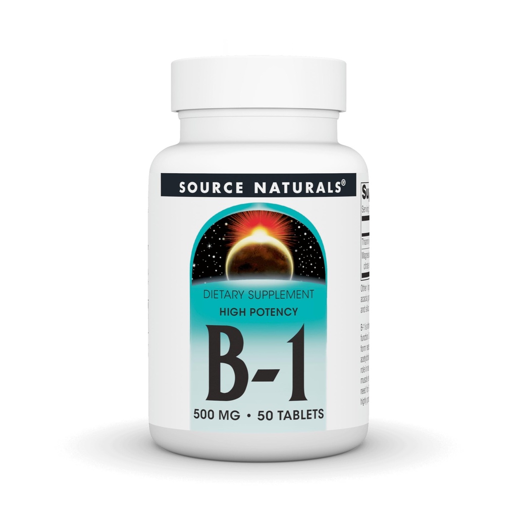 Source Naturals B-1 Thiamin 500mg - High Potency, 500mg - 50 tablettia