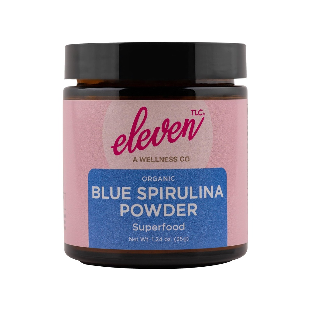 Yksitoista TLC, Organic Blue Spirulina Powder, Makuton, Superfood, Vitamiinit + Minerals, Espirulina Azul en Polvo, Kasviproteiini, ei-GMO, Ei-sotkuinen lasipurkki, 1.24 Ounce 35 Tarjoilut