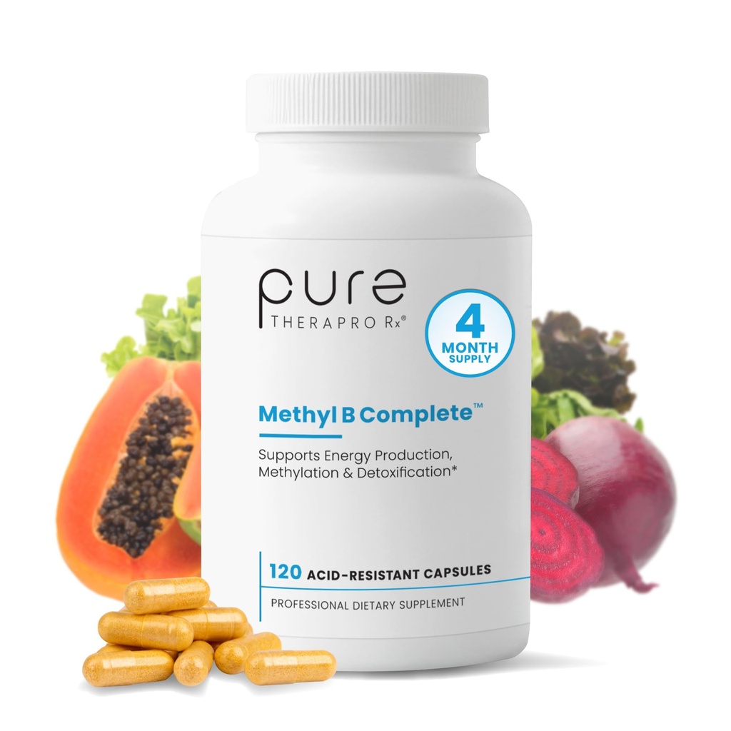 Pure Therapro Rx Methylated B Complex Vitamiinit valmistettu Yhdysvalloissa, 4 kuukauden toimitus . Metyyli B Täydellinen Quatrefolic 5-MTHF Folaatti, B12 Methylcobalamiini, TMG Trimetyyliglysiini, Metyylifolaatti .