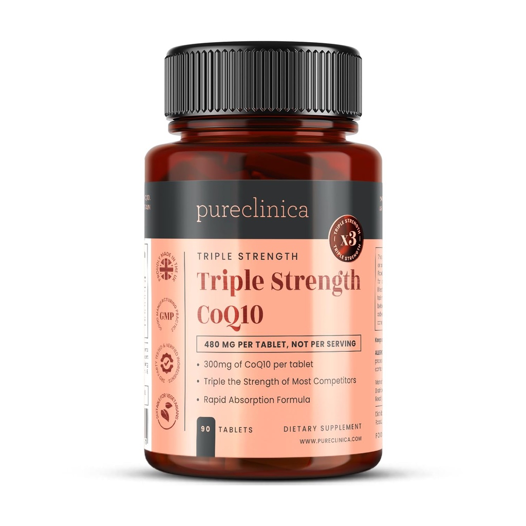 Pureclinica Fermented CoQ10 300 mg x 90 tablettia. Ei-muuntogeenisiä organismeja, USP-asteikolla.