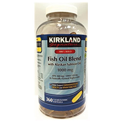Kirkland Allekirjoitus 100% Wild Fish Oil Blend Wild Alaskan Salmon Oil 180 EPA 120 DHA 1000mg - 360 Enteric Softgels