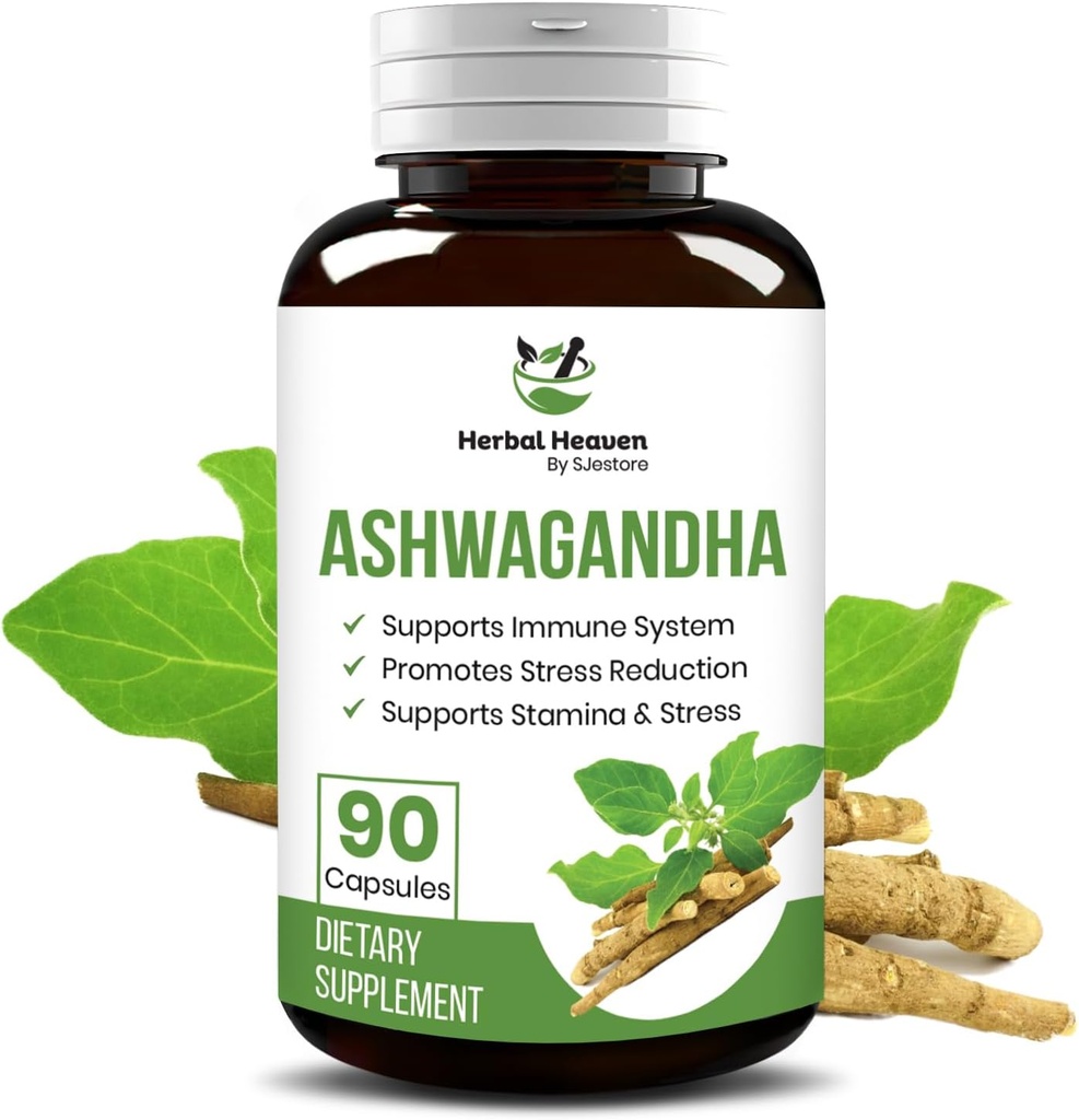 Herbal Heaven Ashwagandha kapselit 90 Count ... Ashwagandha Powder Capsules for Ultimate Overall Wellbeing