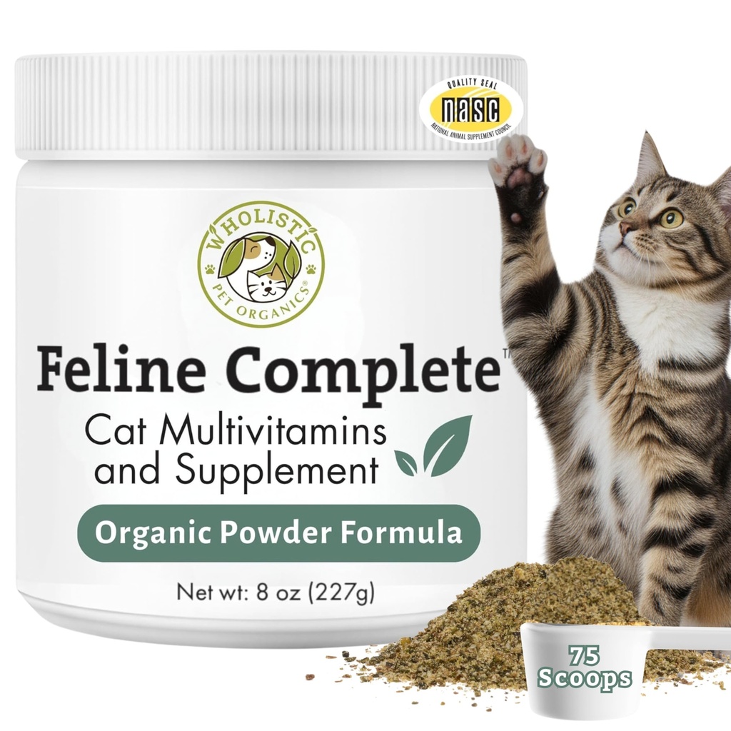 Wholistic Pet Organics Feline Complete - 8 Oz - Multivitamin & Probiotisk pulver för katter - Natural Cat Food & Digestive Support