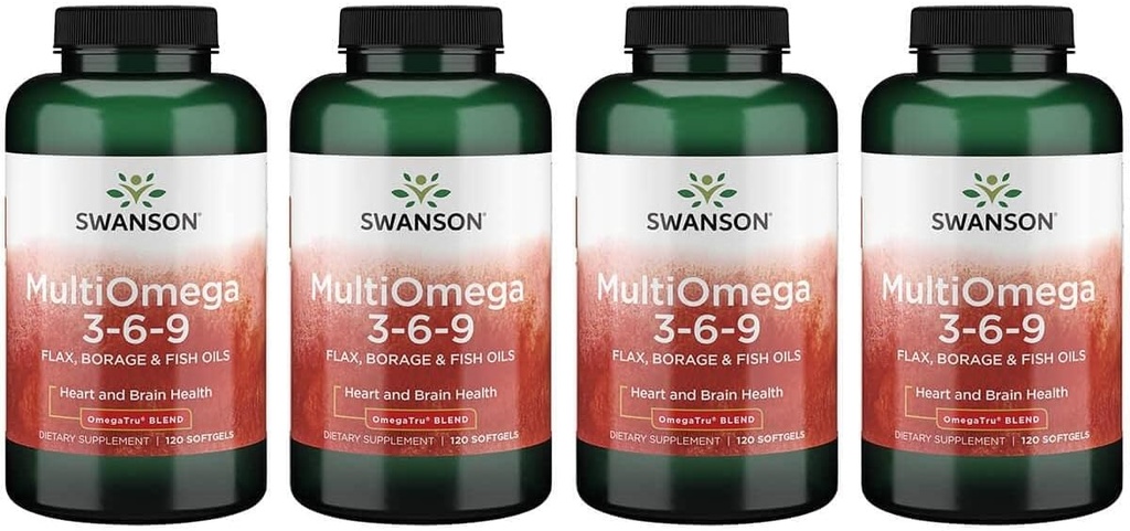 Swanson Multiomega 3-6-9 (Flax Borage Fish) 2400 Milligramma 120 Sgels (4 pakkaus)