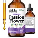 Wild & Organic Passion Flower Tincture - Mood Support - Calming Passionflower Supplement - Passiflora Incarnata Liquid Extract - Vegaani, sokeri ja alkoholittomia Herb Drops - 4 fl oz
