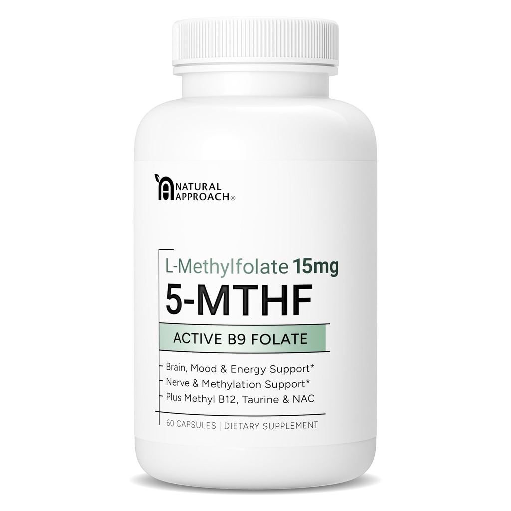 L-Metyylifolaatti 15 mg + Metyyli B12, D3, Tauriini & NAC . MTHFR- ystäväystävällinen Folaatti (korkea teho) .