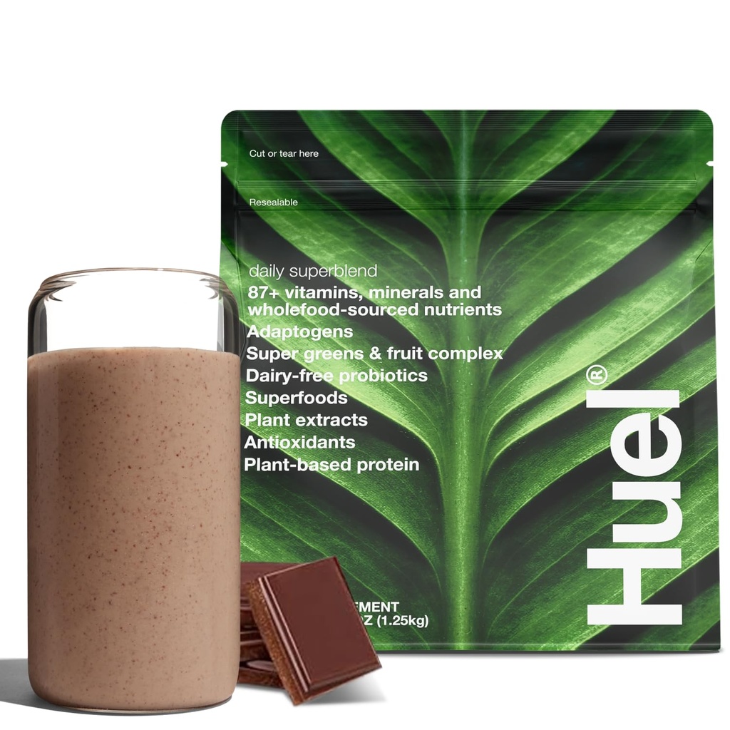 Huel Daily Superblend Chocolate Powder | 25g Plant Based Protein | Super Greens Powder | 87 Vitaminer, mineraler och Wholefood-Sourced Ingredients | 19 Scoop ingår inte för att minska plast
