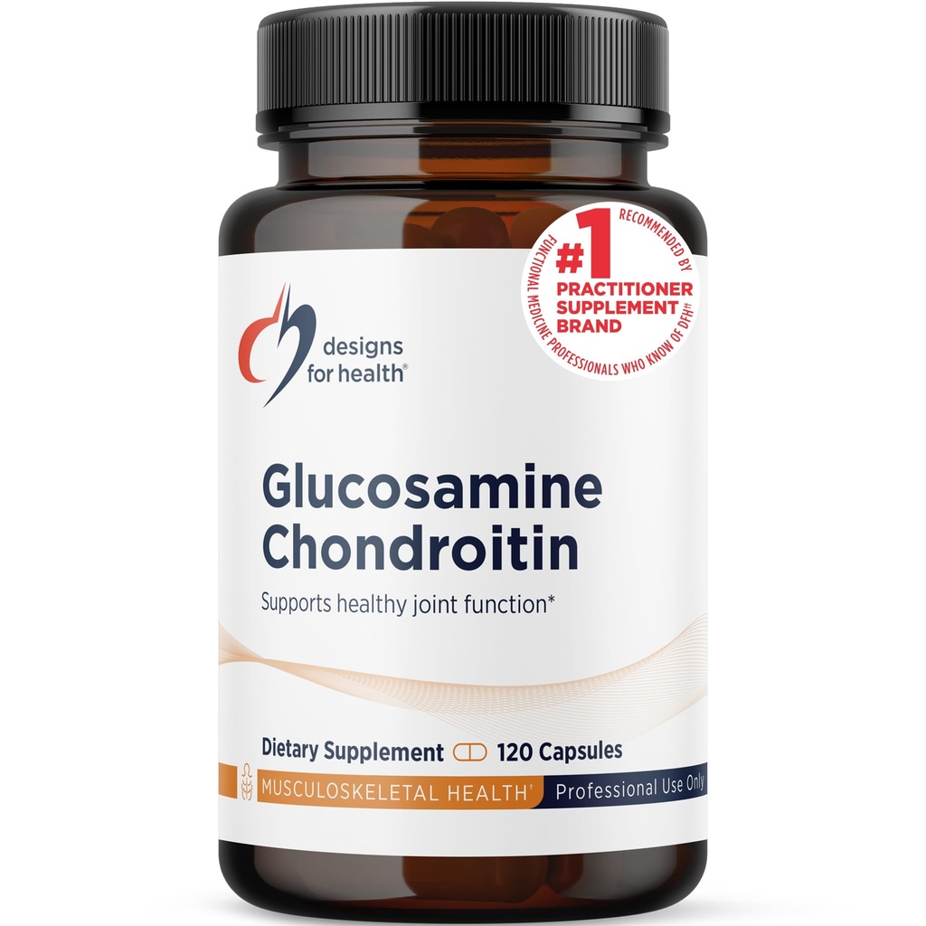 Designs for Health Glukosamiini Chondroitin - Glukosamiini Sulfate + Chondroitin Sulfate Supplement - Tukee Terve Joint Function (120 kapselia)