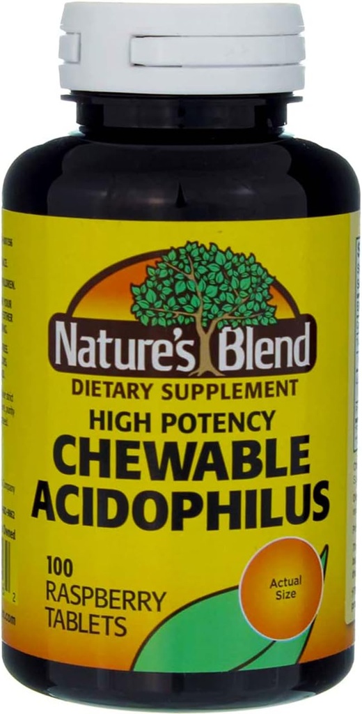 Nature's Blend Acidophilus Pureskeltava vadelmama - 100 tablettia, 3 tabletin pakkaus